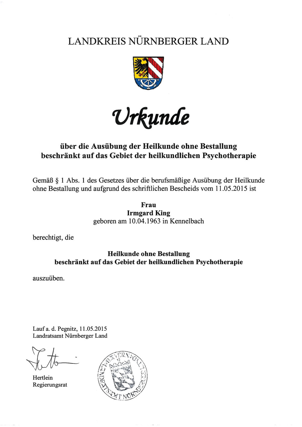 Heilpraktiker-Zertifikat